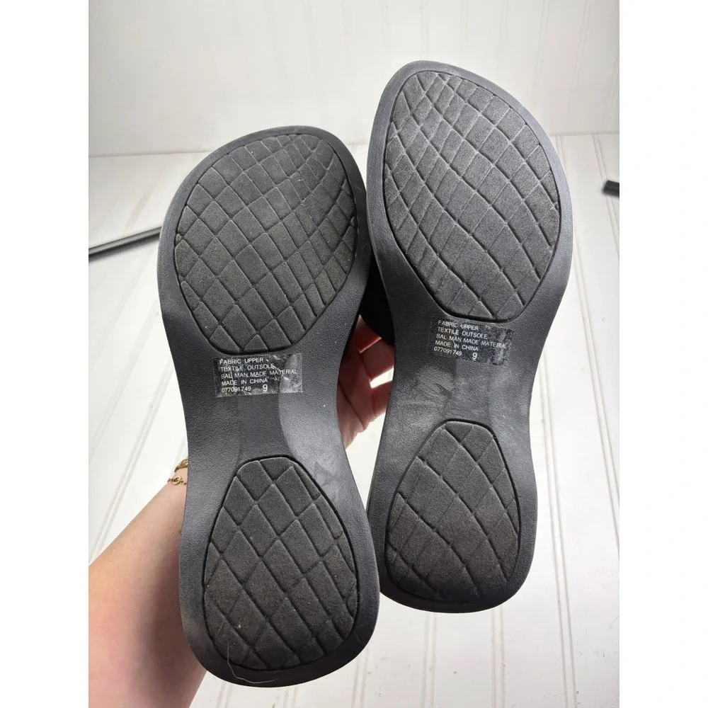 Cherokee Black Chunky Platform Comfort Slides Wedges Women's Size 9